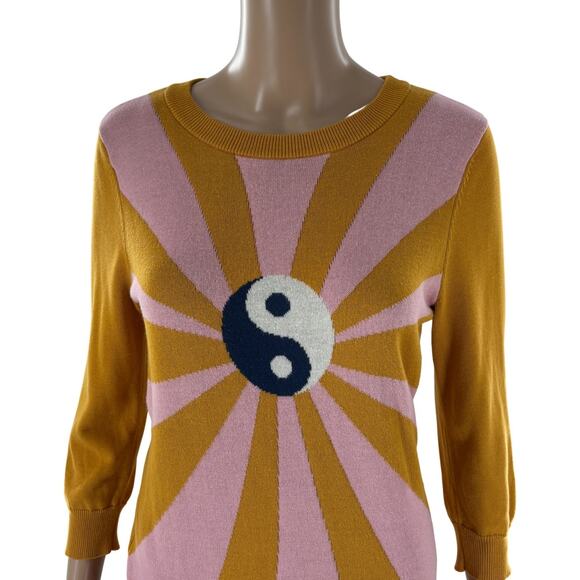 ModCloth Gold Yin Yang Burst Cotton Pullover Sweater - Picture 5 of 11